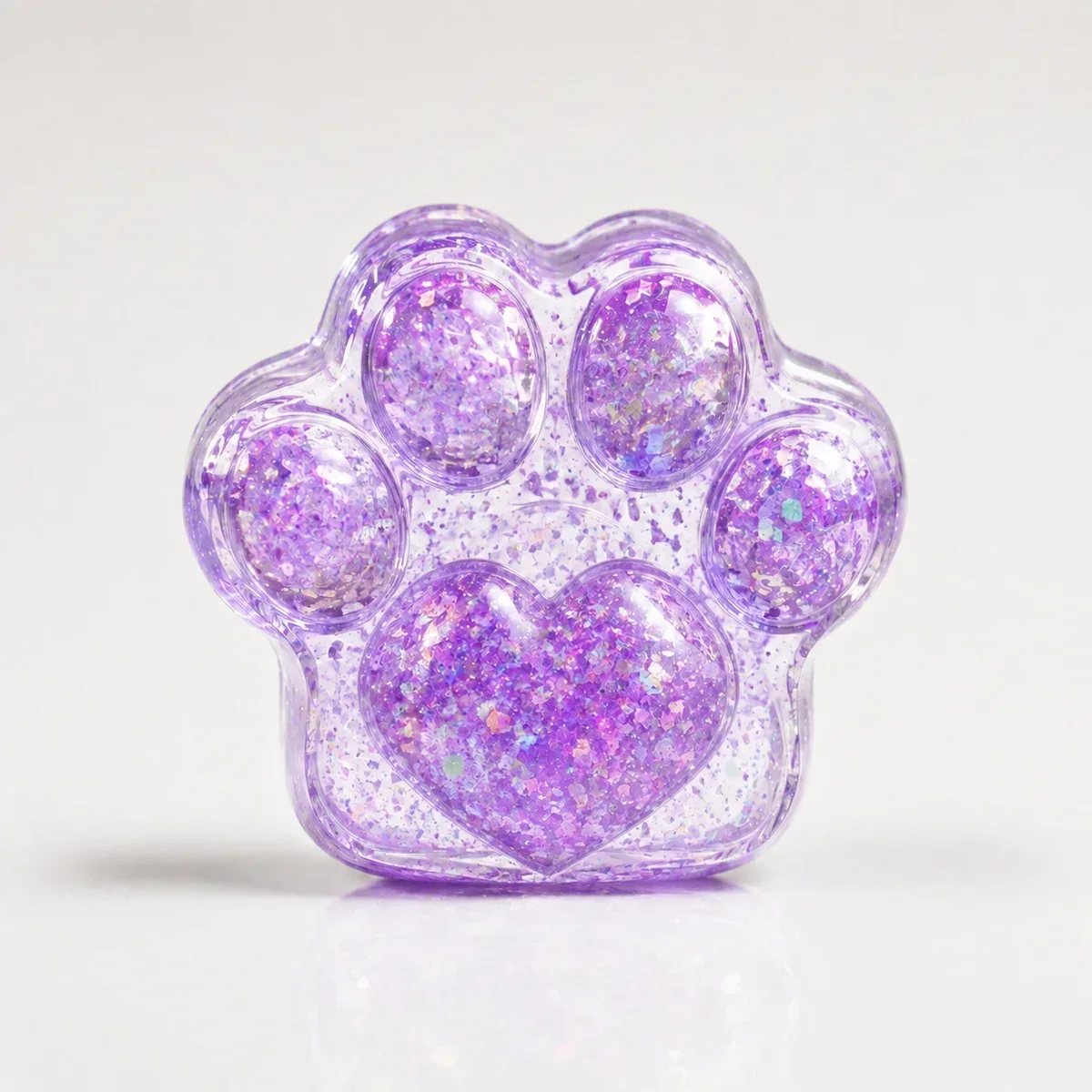 Clear Purple Heart Cat Paw squishy — Transparent Crystal, Cat Paw Squishy family, wholesale from factory