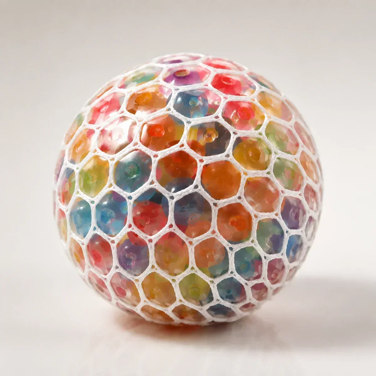 Mesh Ball With Beads Colorful Bead squishy — Crunchy TPR, Novelty Squishy family, wholesale from factory