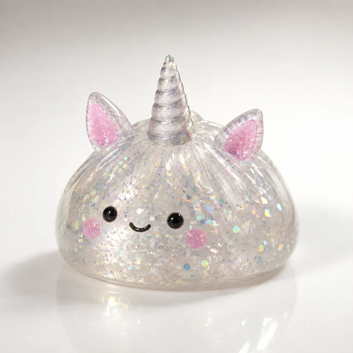 Stardust White Unicorn Sparkle Dumpling squishy — Transparent Crystal, Dumpling Squishy family, wholesale from factory