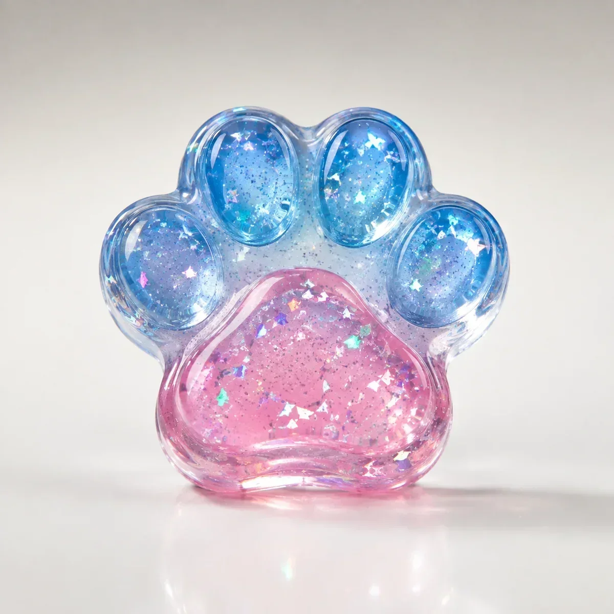 Transparent-Blue-Pink Paw squishy — Transparent Crystal, Cat Paw Squishy family, wholesale from factory