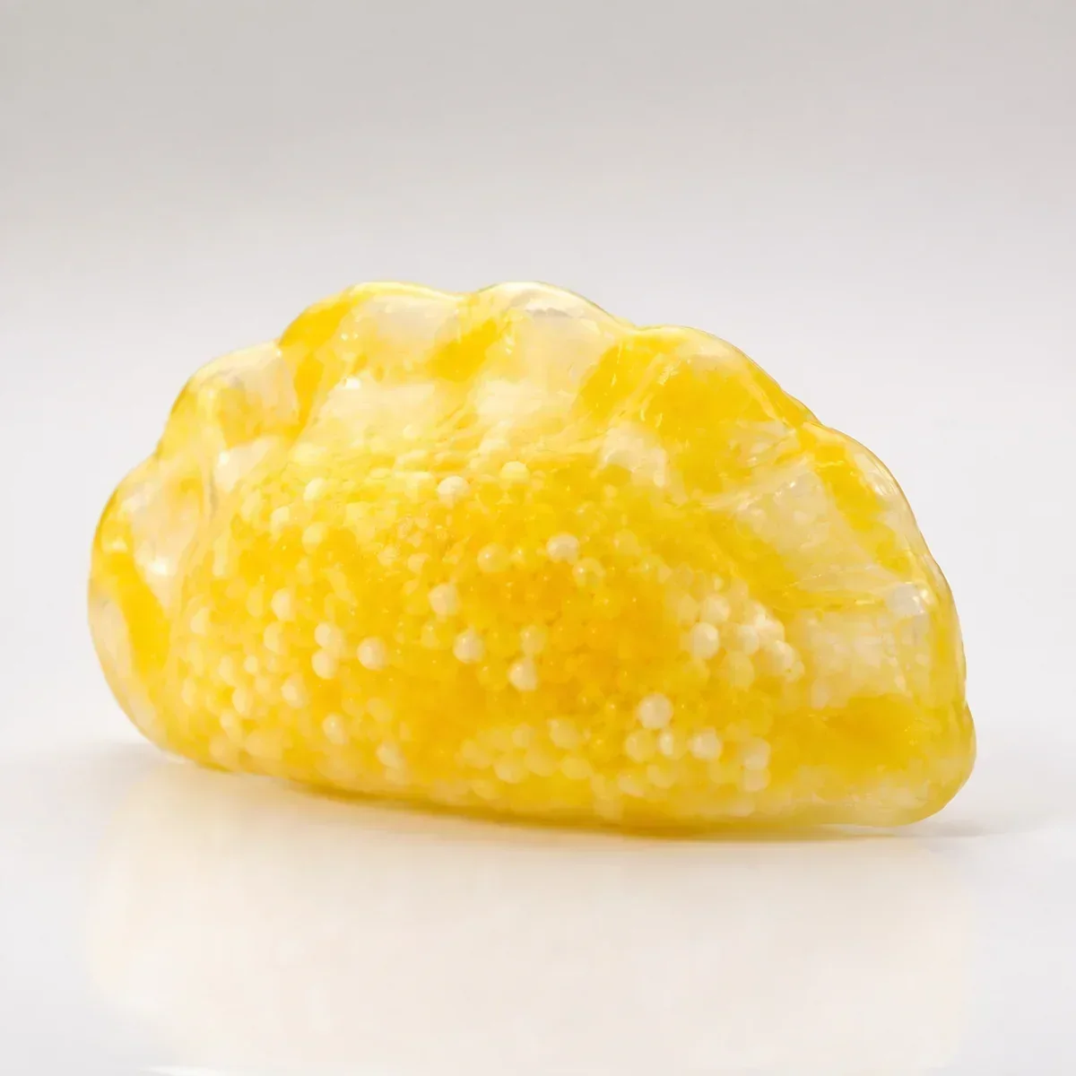 Zesty Yellow Tie Dye Dumpling squishy — Crunchy TPR, Dumpling Squishy family, wholesale from factory